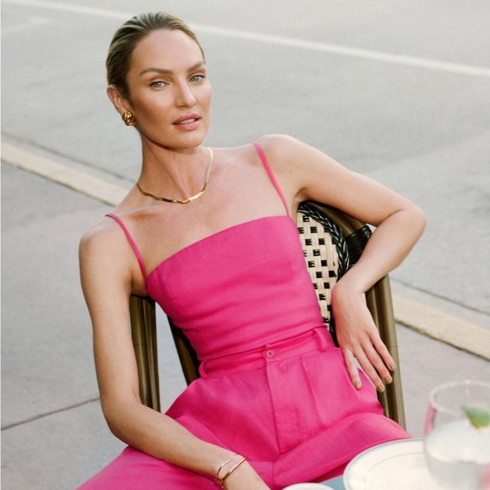 Reformation Hot Pink Square Neck Tank & High-Waist Set